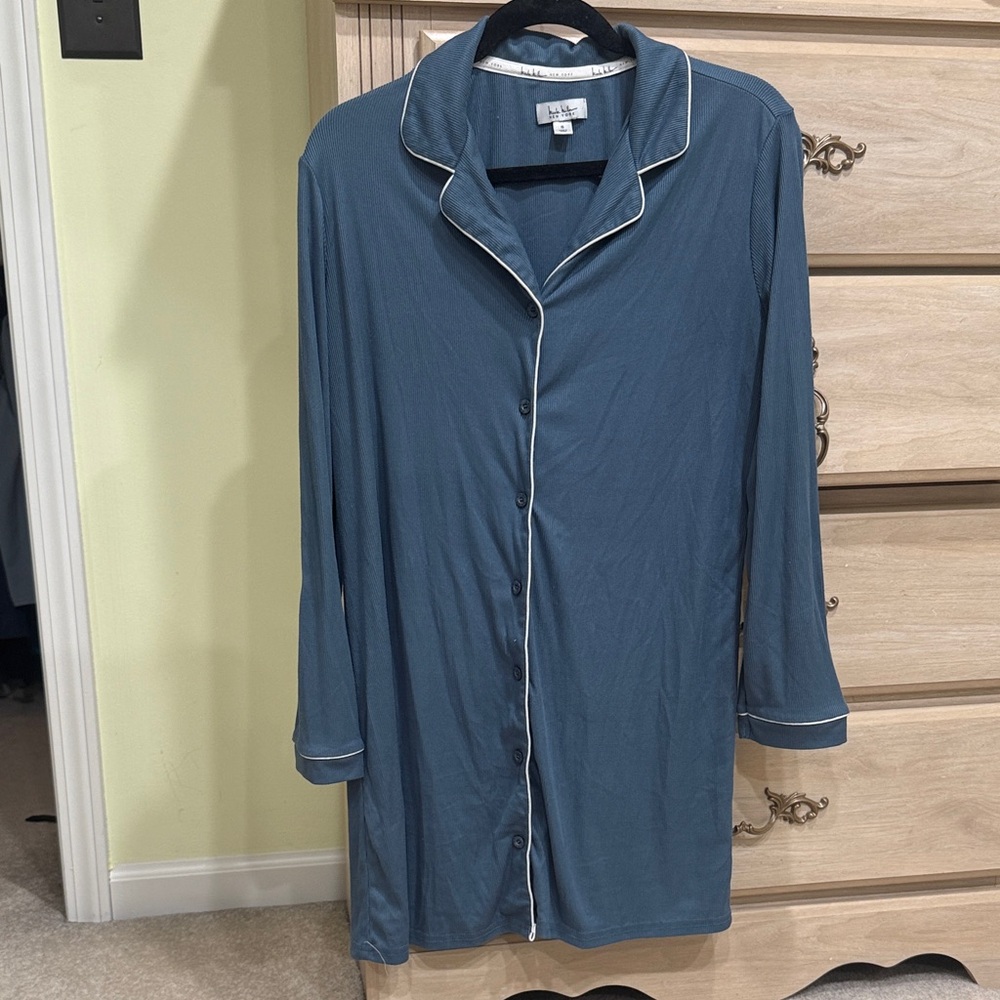 Nicole Miller Blue Nightshirt with White Accents